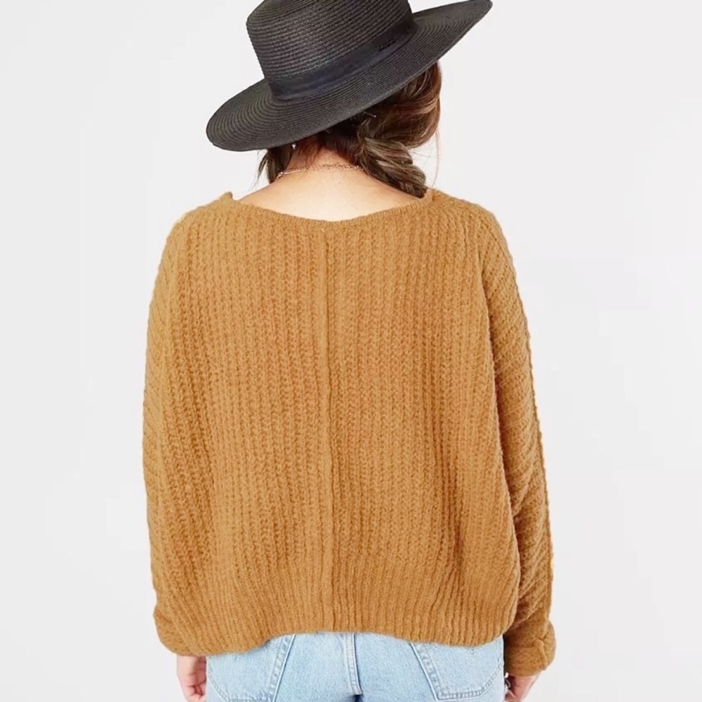 SOLD Free People Moonbeam V-Neck Alpaca Blend Sweater In Noon Sun - Picture 2 of 14
